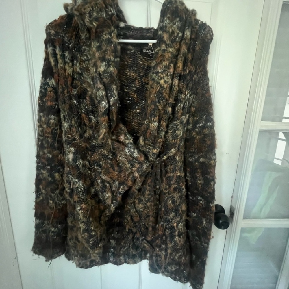 Silvia Novelli MODA Italian Wool Blend Boucle Chunky Knit Cardigan M
